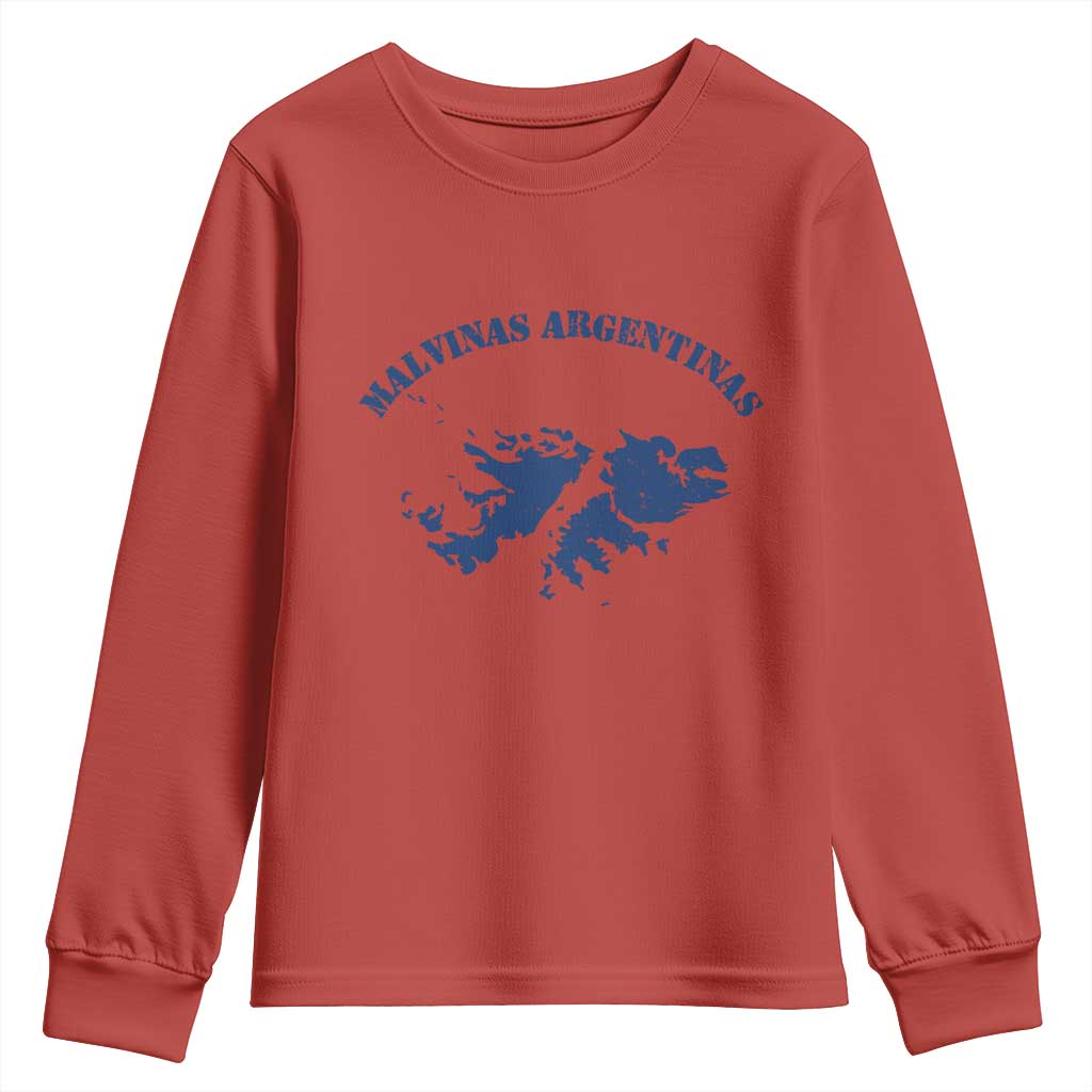 Retro Malvinas Argentinas Distressed Map Graphic Youth Sweatshirt Argentine Island Sovereignty Heritage Pride TS02 Red Print Your Wear