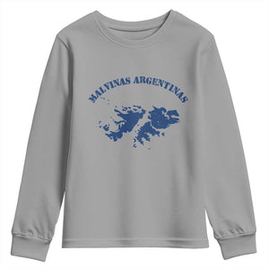 Retro Malvinas Argentinas Distressed Map Graphic Youth Sweatshirt Argentine Island Sovereignty Heritage Pride TS02 Sport Gray Print Your Wear