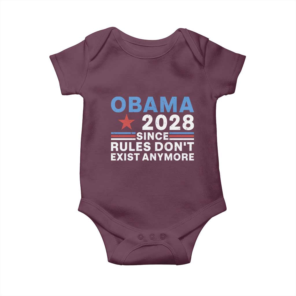 Obama 2028 Since Rules Dont Exist Anymore Baby Onesie Political Satire Red White and Blue TS02 Maroon Print Your Wear