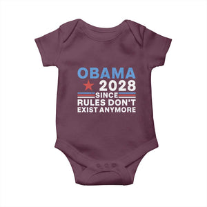 Obama 2028 Since Rules Dont Exist Anymore Baby Onesie Political Satire Red White and Blue TS02 Maroon Print Your Wear
