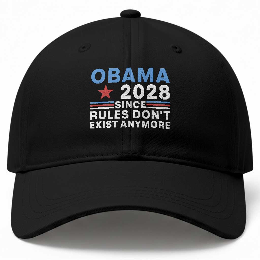 Obama 2028 Since Rules Dont Exist Anymore Baseball Cap Political Satire Red White and Blue TS02 Print Your Wear