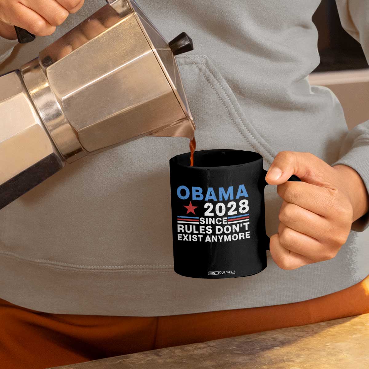 Obama 2028 Since Rules Dont Exist Anymore Coffee Mug Political Satire Red White and Blue TS02 Print Your Wear