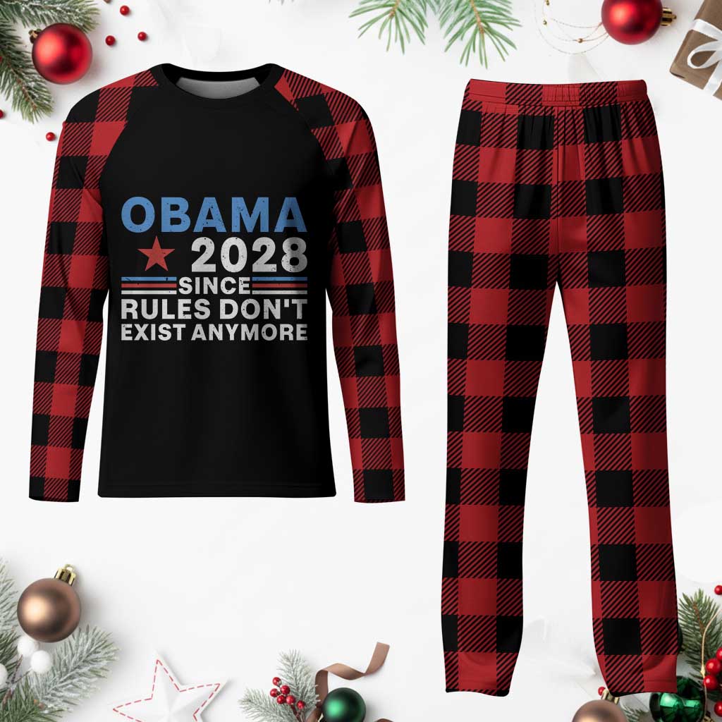 Obama 2028 Since Rules Dont Exist Anymore Plaid Pajama Set Political Satire Red White and Blue TS02 Buffalo Plaid Print Your Wear
