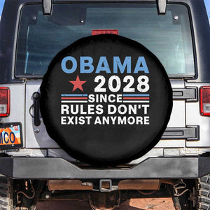 Obama 2028 Since Rules Dont Exist Anymore Spare Tire Cover Political Satire Red White and Blue TS02 No hole Black Print Your Wear
