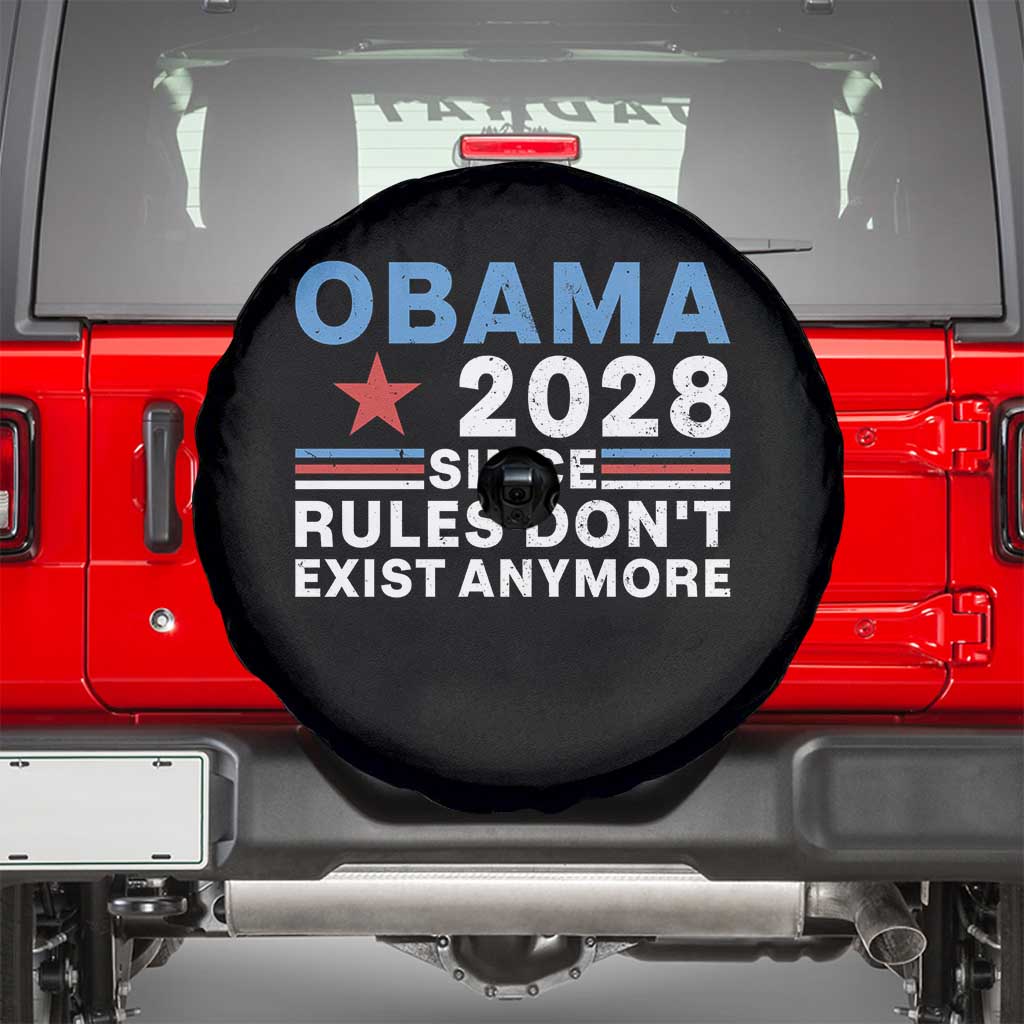 Obama 2028 Since Rules Dont Exist Anymore Spare Tire Cover Political Satire Red White and Blue TS02 Black Print Your Wear