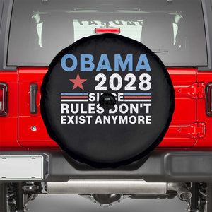 Obama 2028 Since Rules Dont Exist Anymore Spare Tire Cover Political Satire Red White and Blue TS02 Black Print Your Wear