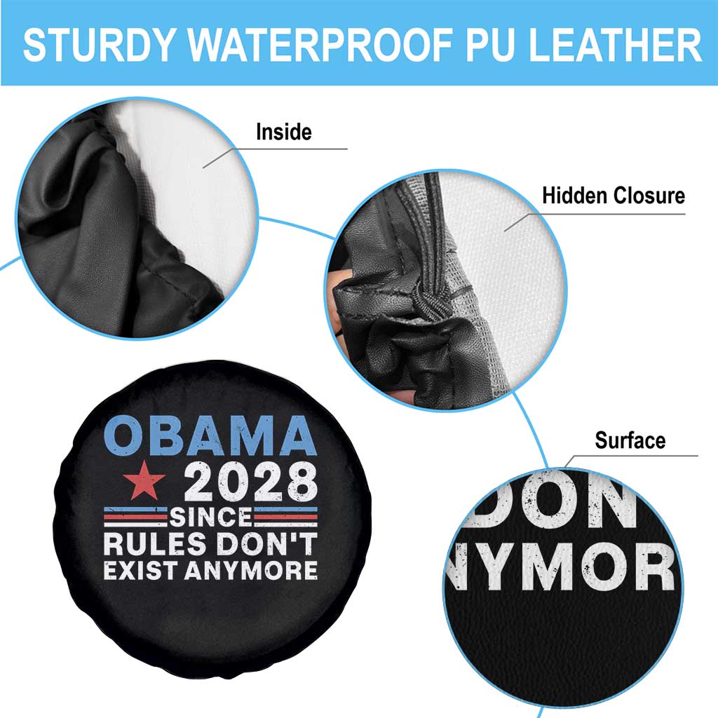 Obama 2028 Since Rules Dont Exist Anymore Spare Tire Cover Political Satire Red White and Blue TS02 Print Your Wear