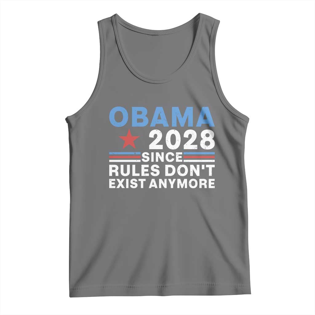 Obama 2028 Since Rules Dont Exist Anymore Tank Top Political Satire Red White and Blue TS02 Black Heather Print Your Wear