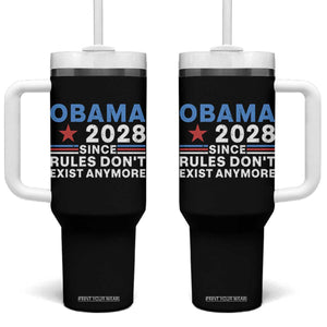 Obama 2028 Since Rules Dont Exist Anymore Tumbler With Handle Political Satire Red White and Blue TS02 One Size: 40 oz Black Print Your Wear