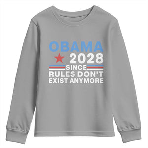 Obama 2028 Since Rules Dont Exist Anymore Youth Sweatshirt Political Satire Red White and Blue TS02 Sport Gray Print Your Wear