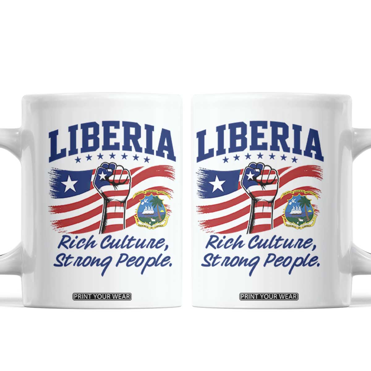 Liberia Rich Culture Strong People Patriotic Coffee Mug Liberian Flag Fist Coat Of Arms Heritage Pride TS02 White Print Your Wear