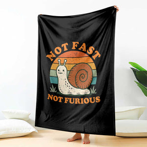 Funny Snail Introvert Slow Living Throw Blanket Not Fast Not Furious Retro Sunset TS02 Print Your Wear