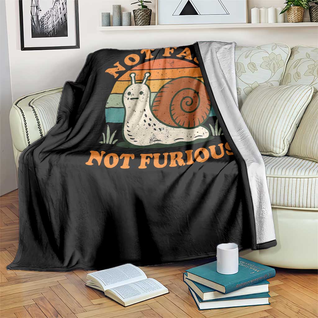 Funny Snail Introvert Slow Living Throw Blanket Not Fast Not Furious Retro Sunset TS02 Print Your Wear