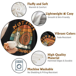 Funny Snail Introvert Slow Living Throw Blanket Not Fast Not Furious Retro Sunset TS02 Print Your Wear