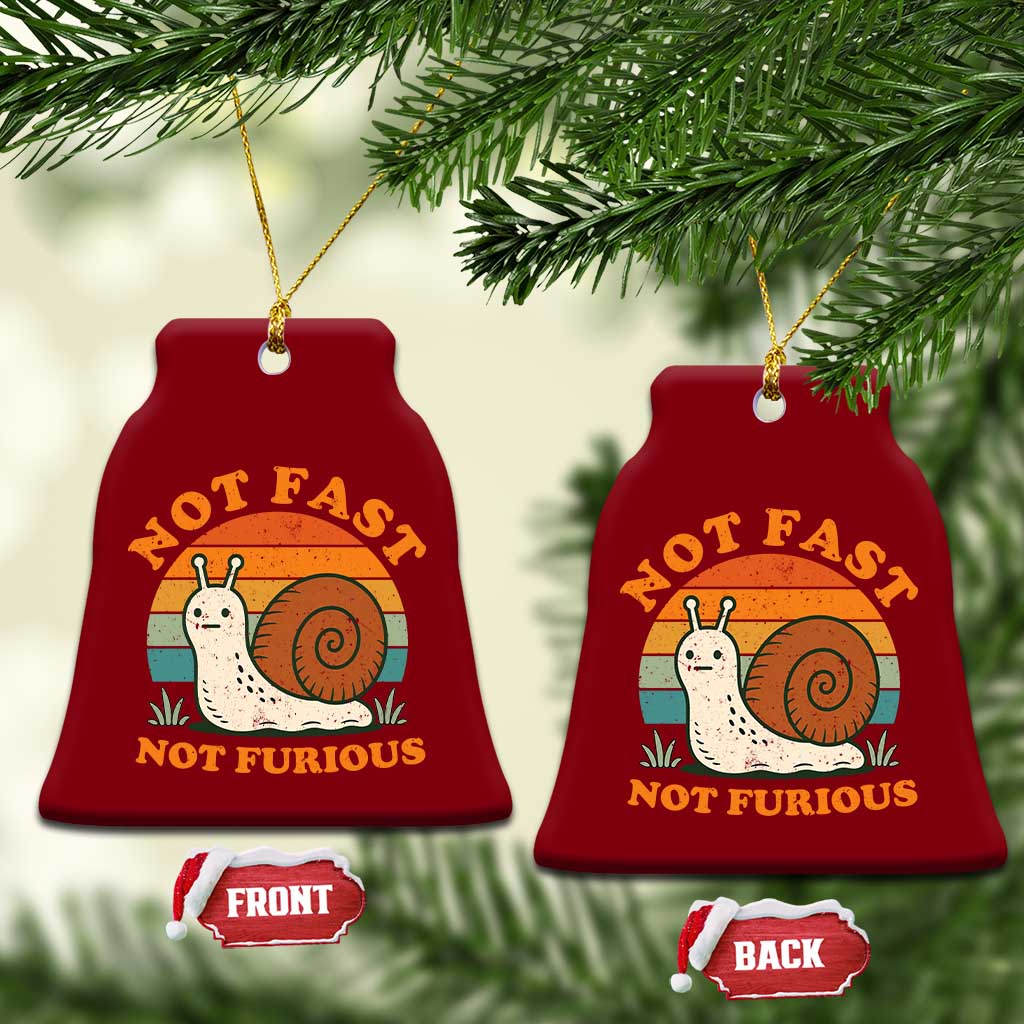 Funny Snail Introvert Slow Living Ceramic Ornament Not Fast Not Furious Retro Sunset TS02 Print Your Wear