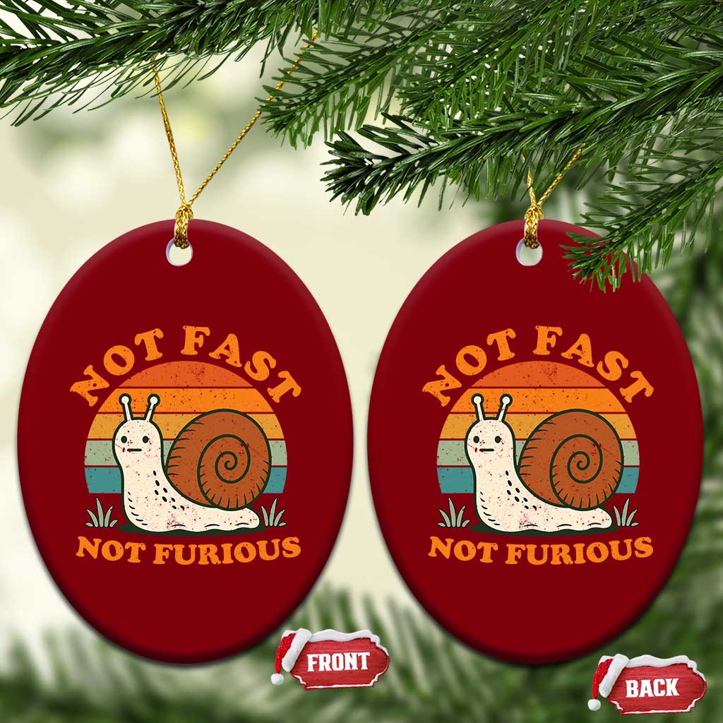 Funny Snail Introvert Slow Living Ceramic Ornament Not Fast Not Furious Retro Sunset TS02 Print Your Wear