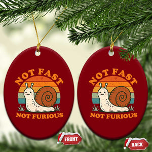 Funny Snail Introvert Slow Living Ceramic Ornament Not Fast Not Furious Retro Sunset TS02 Print Your Wear