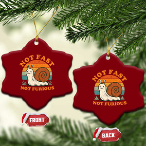 Funny Snail Introvert Slow Living Ceramic Ornament Not Fast Not Furious Retro Sunset TS02 Print Your Wear