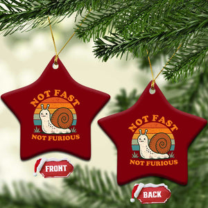 Funny Snail Introvert Slow Living Ceramic Ornament Not Fast Not Furious Retro Sunset TS02 Print Your Wear