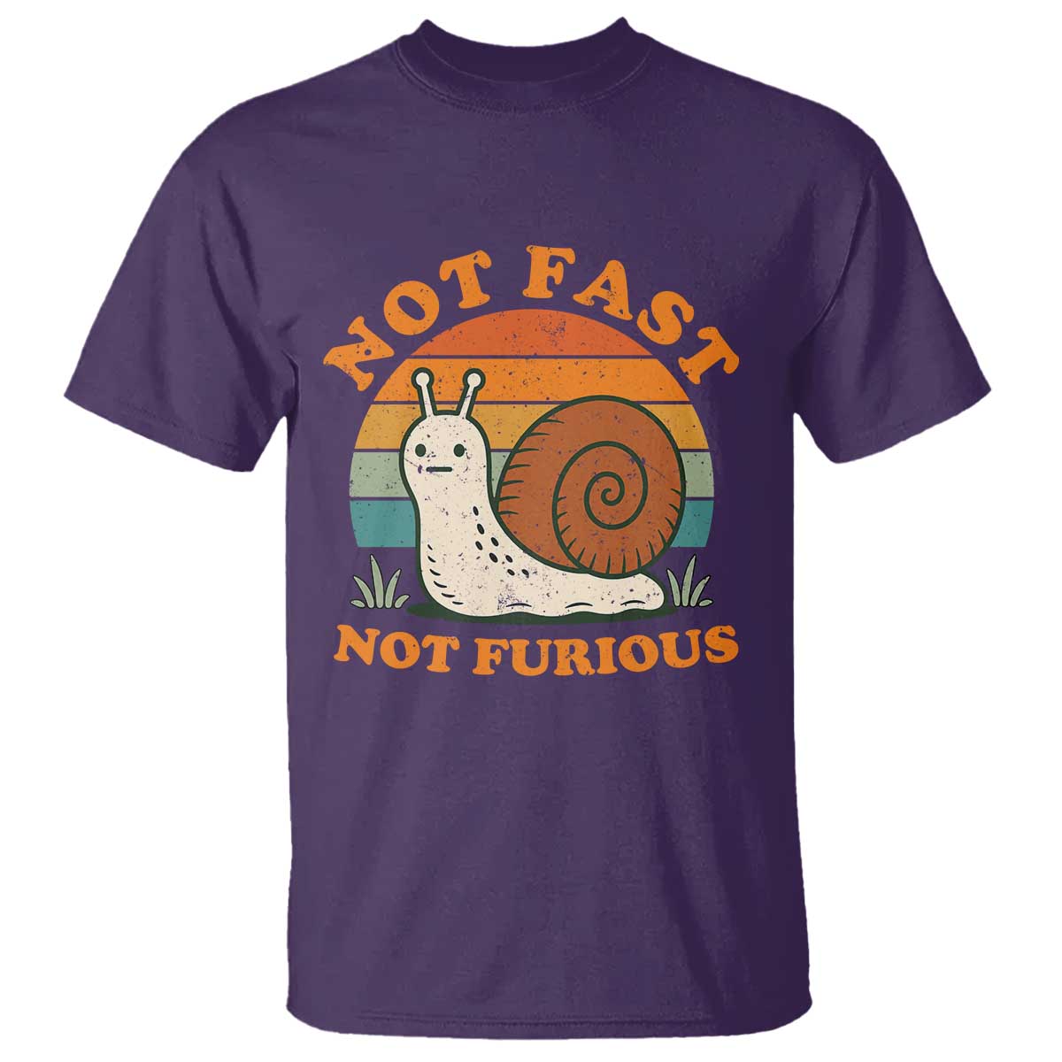 Funny Snail Introvert Slow Living T Shirt Not Fast Not Furious Retro Sunset TS02 Purple Print Your Wear