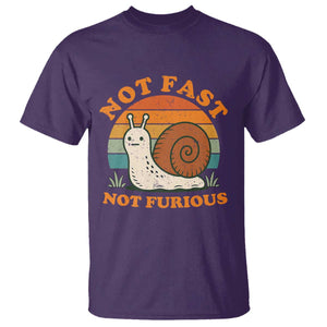 Funny Snail Introvert Slow Living T Shirt Not Fast Not Furious Retro Sunset TS02 Purple Print Your Wear