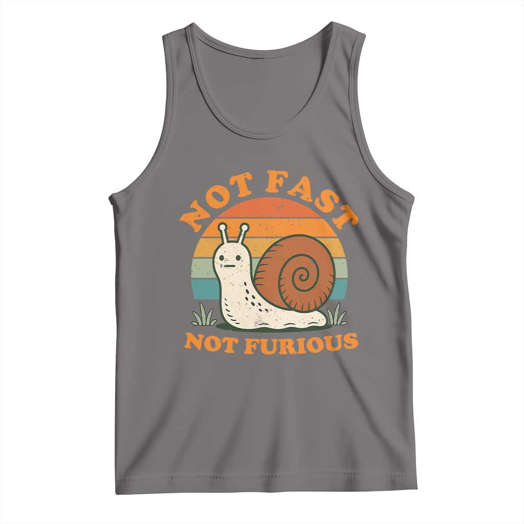 Funny Snail Introvert Slow Living Tank Top Not Fast Not Furious Retro Sunset TS02 Deep Heather Print Your Wear