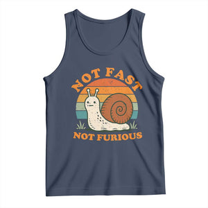 Funny Snail Introvert Slow Living Tank Top Not Fast Not Furious Retro Sunset TS02 Navy Print Your Wear