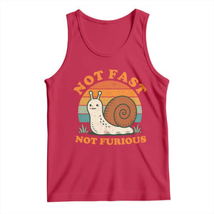 Funny Snail Introvert Slow Living Tank Top Not Fast Not Furious Retro Sunset TS02 Red Print Your Wear