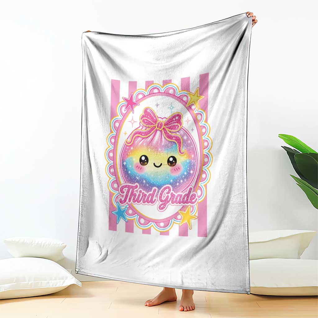 Kawaii Third Grade Glitter Dumpling Printed Graphic Throw Blanket Cute First Day Back To School for Students Teachers TS02 Print Your Wear