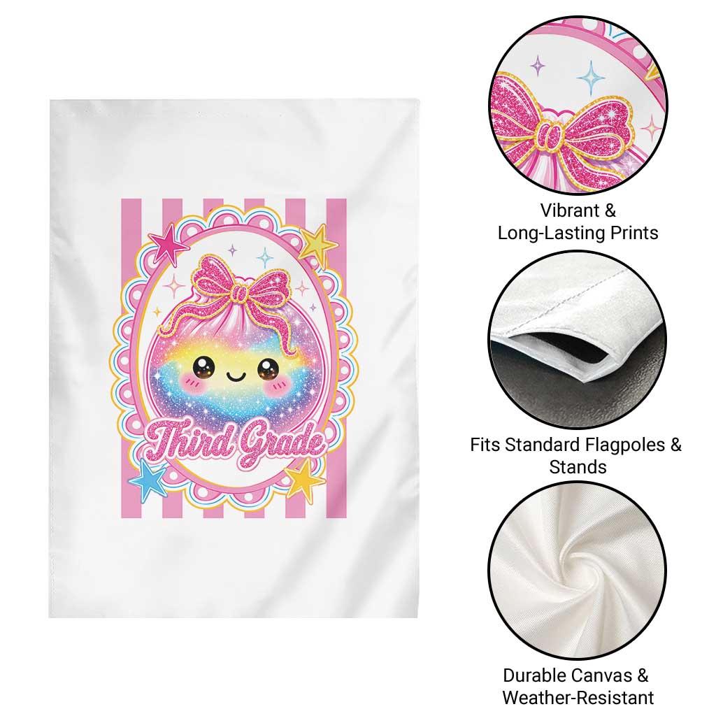 Kawaii Third Grade Glitter Dumpling Printed Graphic Garden Flag Cute First Day Back To School for Students Teachers TS02 Print Your Wear