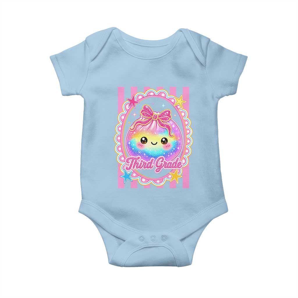 Kawaii Third Grade Glitter Dumpling Printed Graphic Baby Onesie Cute First Day Back To School for Students Teachers TS02 Light Blue Print Your Wear