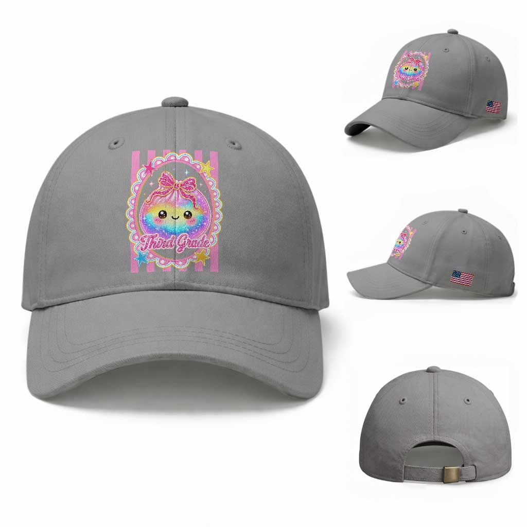 Kawaii Third Grade Glitter Dumpling Printed Graphic Baseball Cap Cute First Day Back To School for Students Teachers TS02 Baseball Cap Universal Fit Sport Gray Print Your Wear