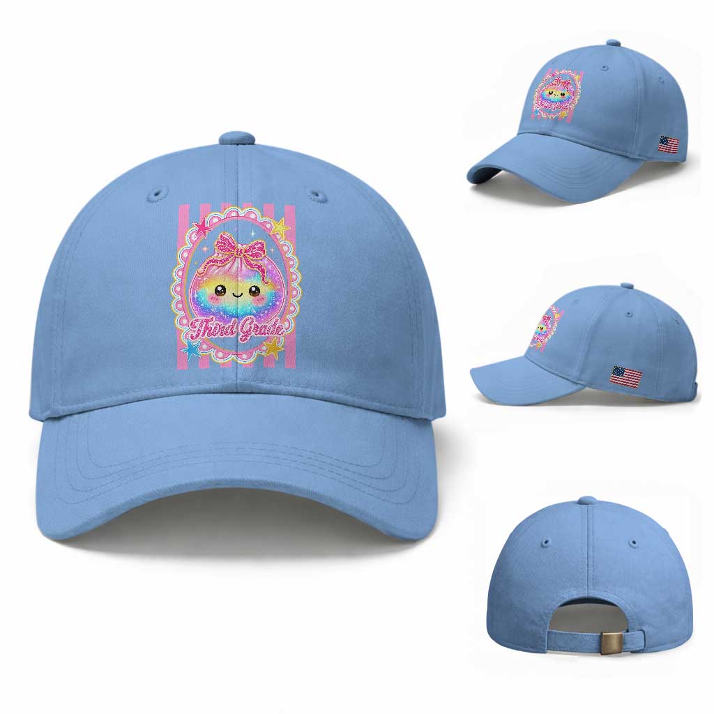 Kawaii Third Grade Glitter Dumpling Printed Graphic Baseball Cap Cute First Day Back To School for Students Teachers TS02 Baseball Cap Universal Fit Light Blue Print Your Wear