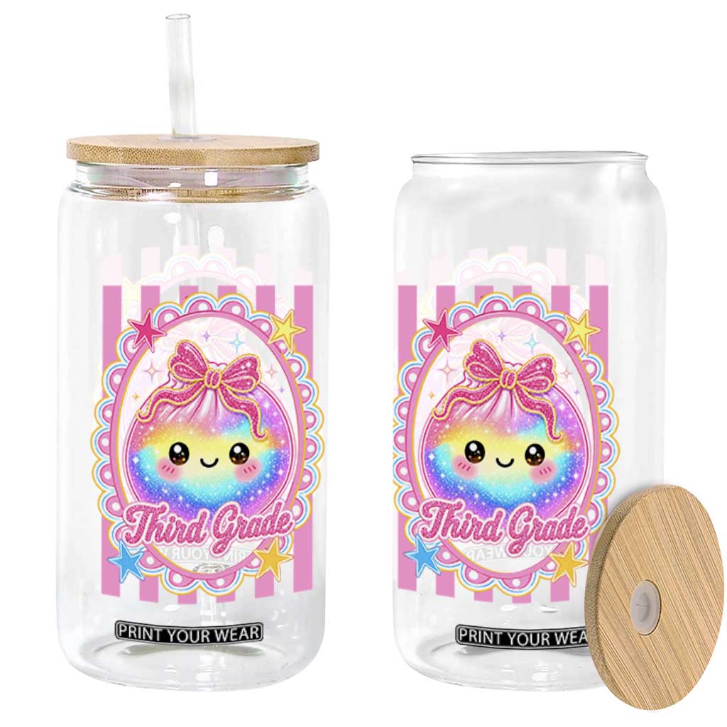 Kawaii Third Grade Glitter Dumpling Printed Graphic Glass Can Cute First Day Back To School for Students Teachers TS02 Print Your Wear