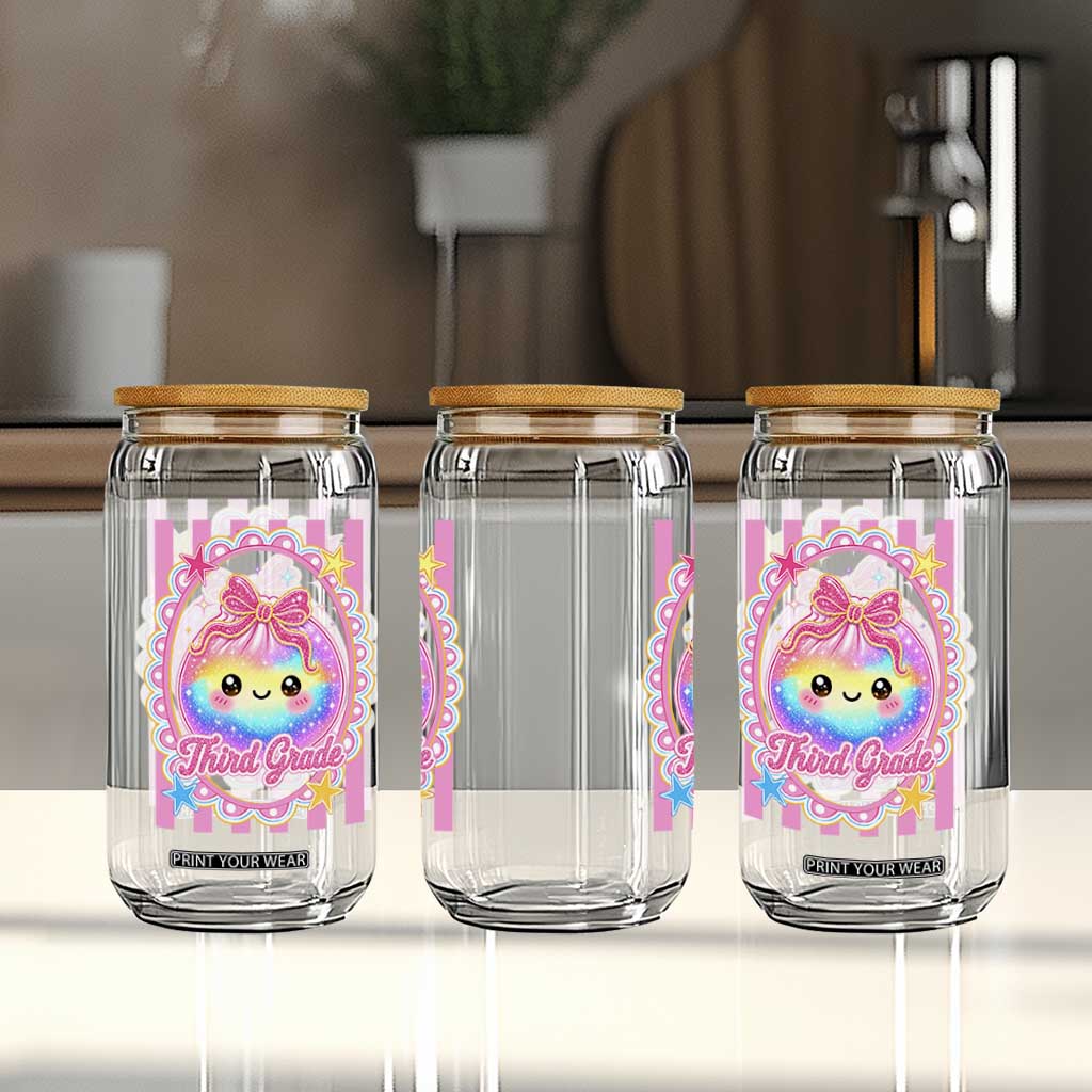 Kawaii Third Grade Glitter Dumpling Printed Graphic Glass Can Cute First Day Back To School for Students Teachers TS02 Print Your Wear