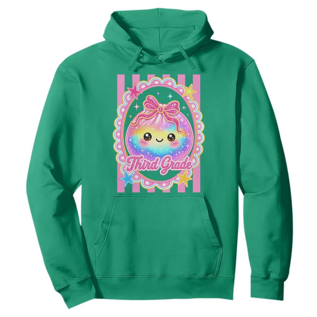 Kawaii Third Grade Glitter Dumpling Printed Graphic Hoodie Cute First Day Back To School for Students Teachers TS02 Irish Green Print Your Wear