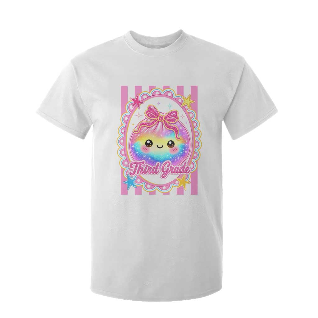 Kawaii Third Grade Glitter Dumpling Printed Graphic T Shirt For Kid Cute First Day Back To School for Students Teachers TS02 White Print Your Wear