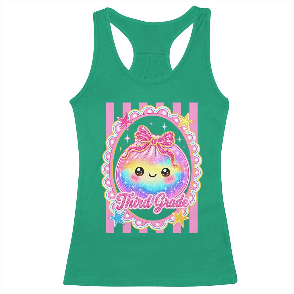 Kawaii Third Grade Glitter Dumpling Printed Graphic Racerback Tank Top Cute First Day Back To School for Students Teachers TS02 Irish Green Print Your Wear