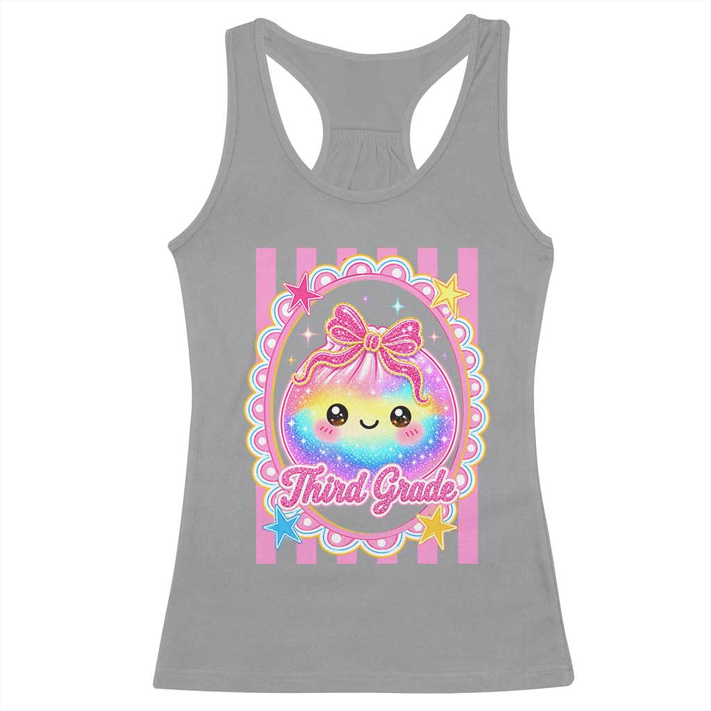 Kawaii Third Grade Glitter Dumpling Printed Graphic Racerback Tank Top Cute First Day Back To School for Students Teachers TS02 Sport Gray Print Your Wear