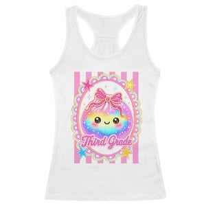 Kawaii Third Grade Glitter Dumpling Printed Graphic Racerback Tank Top Cute First Day Back To School for Students Teachers TS02 White Print Your Wear
