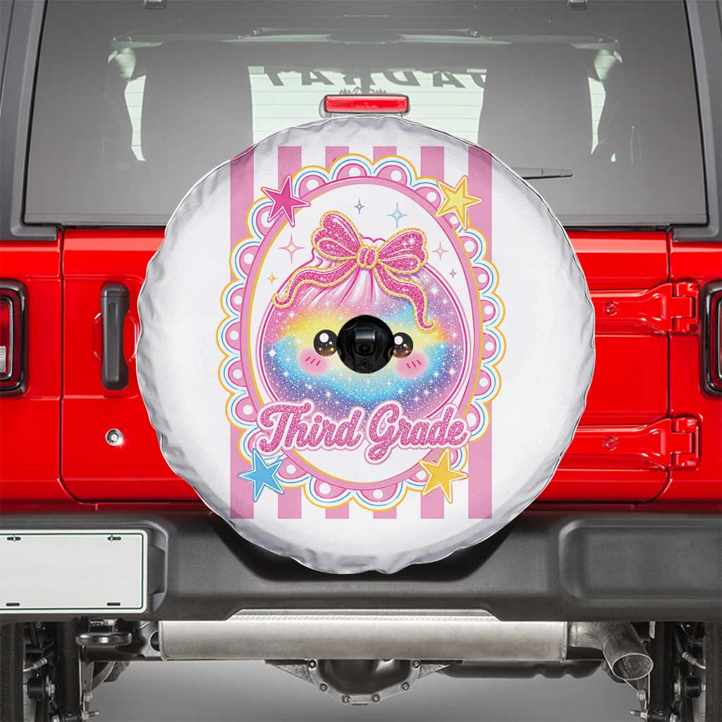 Kawaii Third Grade Glitter Dumpling Printed Graphic Spare Tire Cover Cute First Day Back To School for Students Teachers TS02 White Print Your Wear
