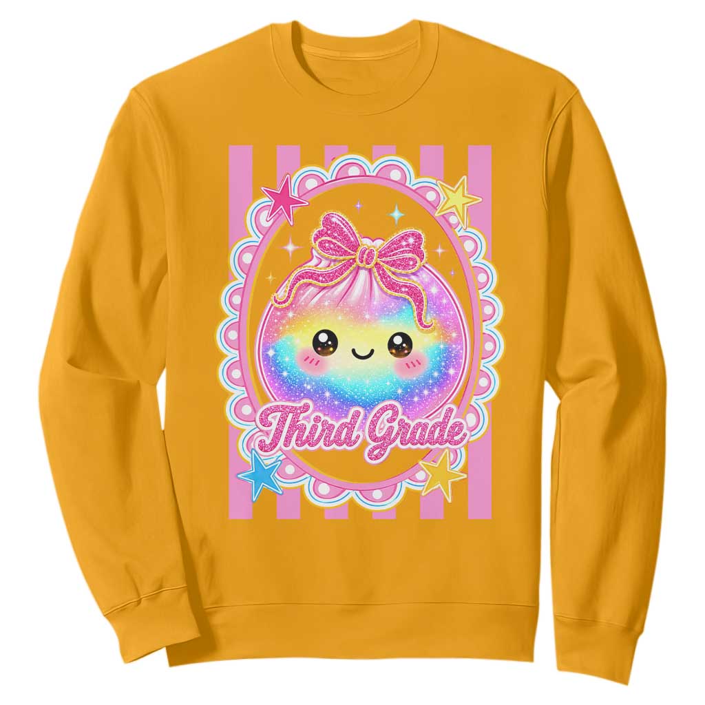 Kawaii Third Grade Glitter Dumpling Printed Graphic Sweatshirt Cute First Day Back To School for Students Teachers TS02 Gold Print Your Wear
