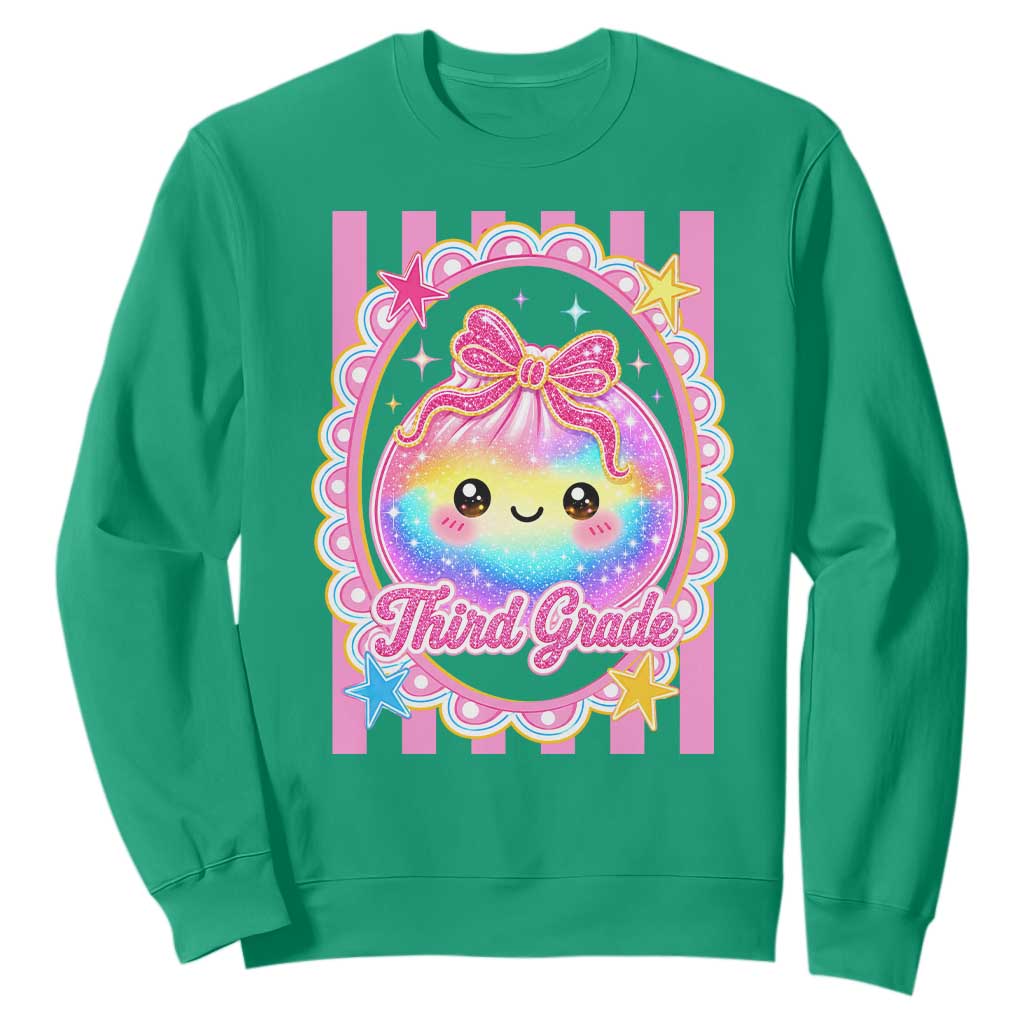 Kawaii Third Grade Glitter Dumpling Printed Graphic Sweatshirt Cute First Day Back To School for Students Teachers TS02 Irish Green Print Your Wear