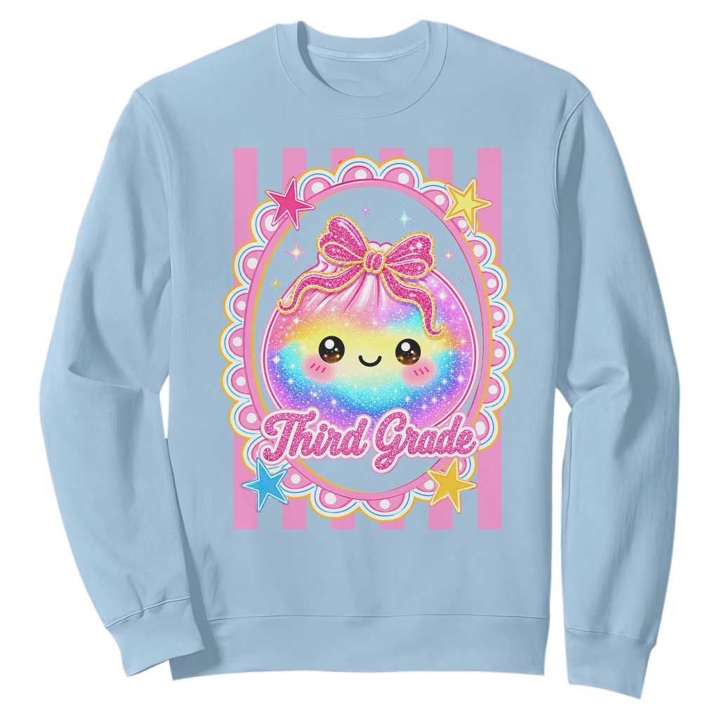 Kawaii Third Grade Glitter Dumpling Printed Graphic Sweatshirt Cute First Day Back To School for Students Teachers TS02 Light Blue Print Your Wear