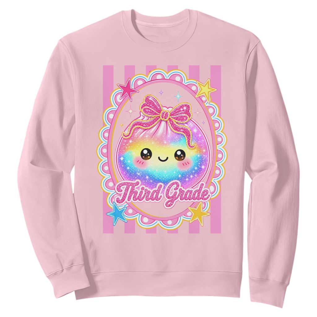 Kawaii Third Grade Glitter Dumpling Printed Graphic Sweatshirt Cute First Day Back To School for Students Teachers TS02 Light Pink Print Your Wear