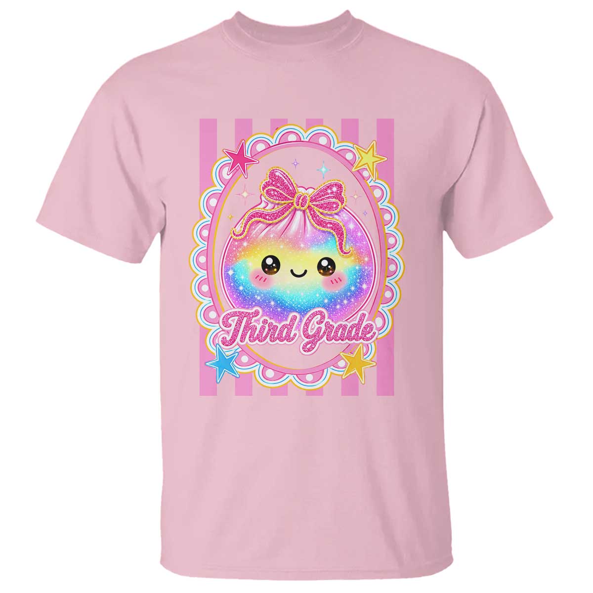 Kawaii Third Grade Glitter Dumpling Printed Graphic T Shirt Cute First Day Back To School for Students Teachers TS02 Light Pink Print Your Wear
