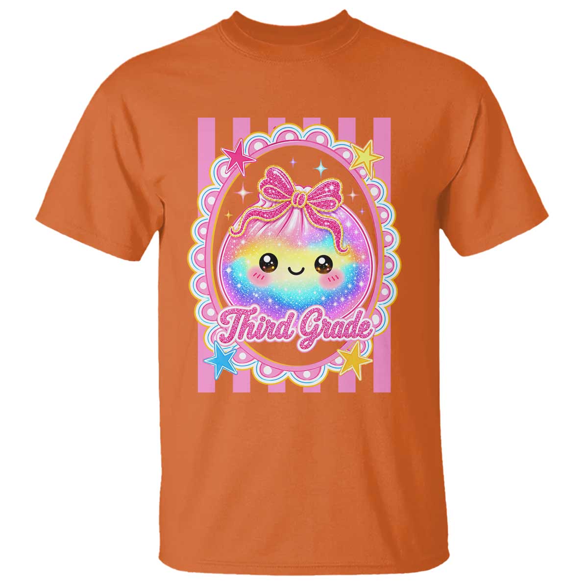 Kawaii Third Grade Glitter Dumpling Printed Graphic T Shirt Cute First Day Back To School for Students Teachers TS02 Orange Print Your Wear