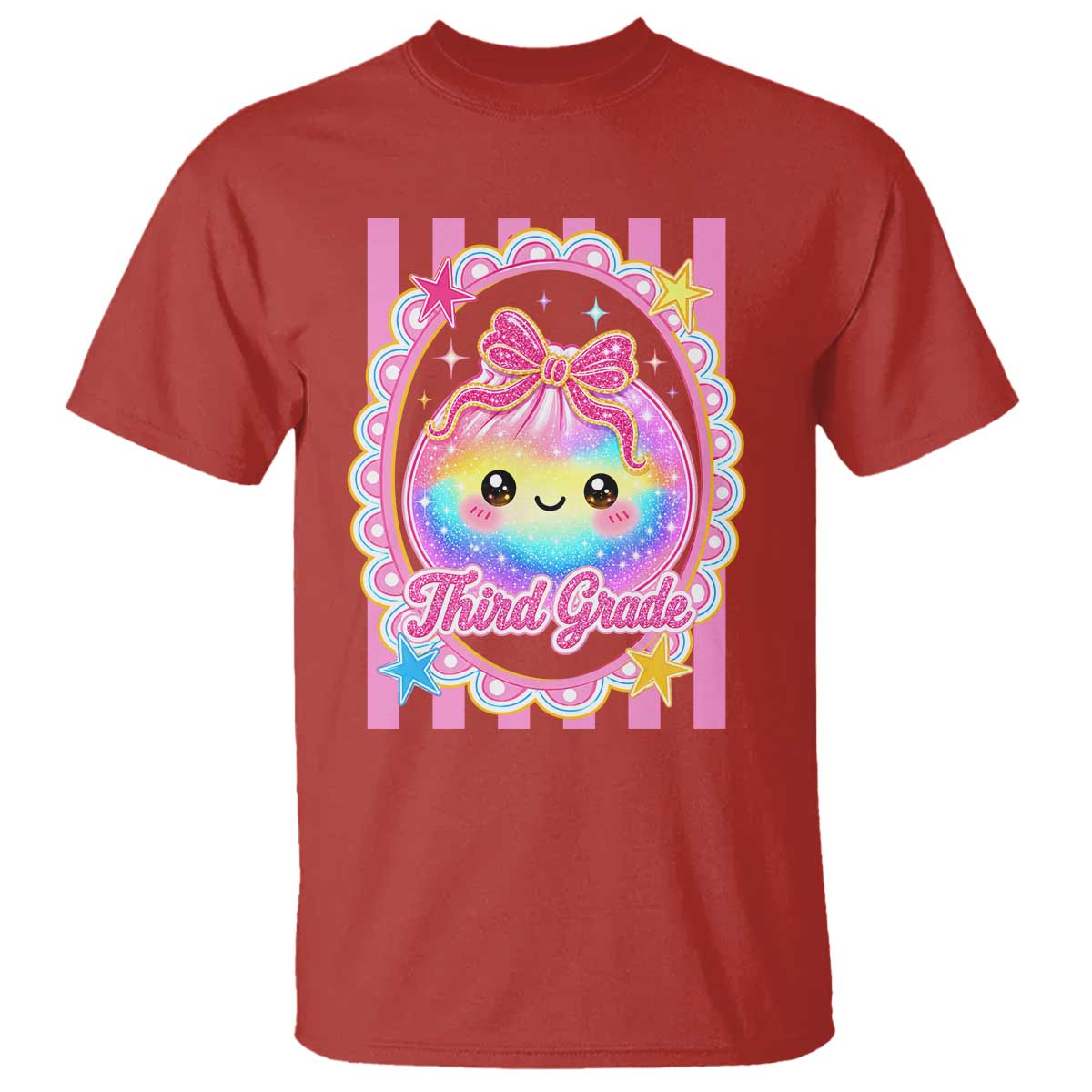 Kawaii Third Grade Glitter Dumpling Printed Graphic T Shirt Cute First Day Back To School for Students Teachers TS02 Red Print Your Wear