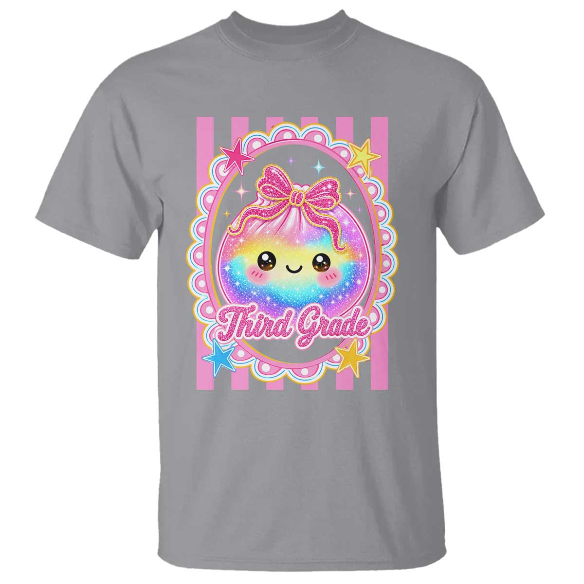 Kawaii Third Grade Glitter Dumpling Printed Graphic T Shirt Cute First Day Back To School for Students Teachers TS02 Sport Gray Print Your Wear