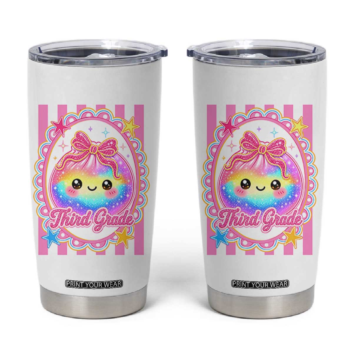 Kawaii Third Grade Glitter Dumpling Printed Graphic Tumbler Cup Cute First Day Back To School for Students Teachers TS02 White Print Your Wear